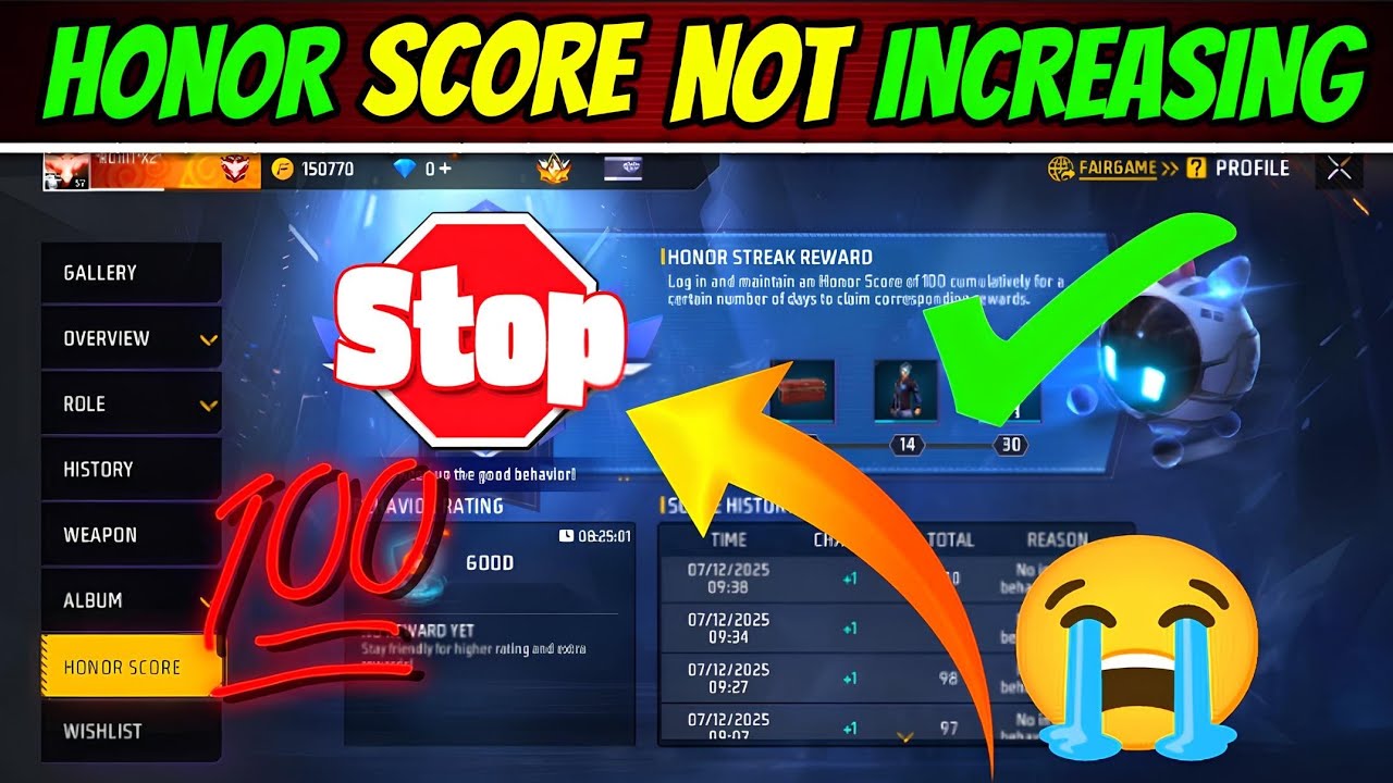 Free Fire Mein Honor Score Nahi Badh Rehe Hai | 100% Fix | Free Fire Mein Honor Score Kaise Badhaye