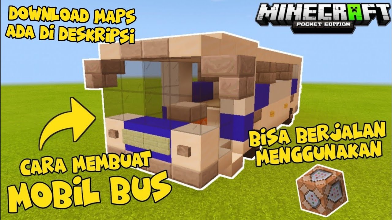 Cara Membuat Mobil Bus Bisa Bergerak Menggunakan Command Block Di Mcpe [ Download Maps ]