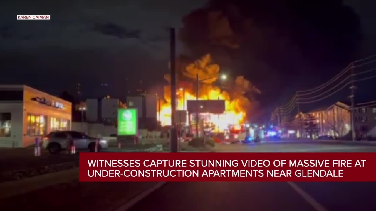 Witnesses capture stunning video of massive fire at under-construction apartments near Glendale