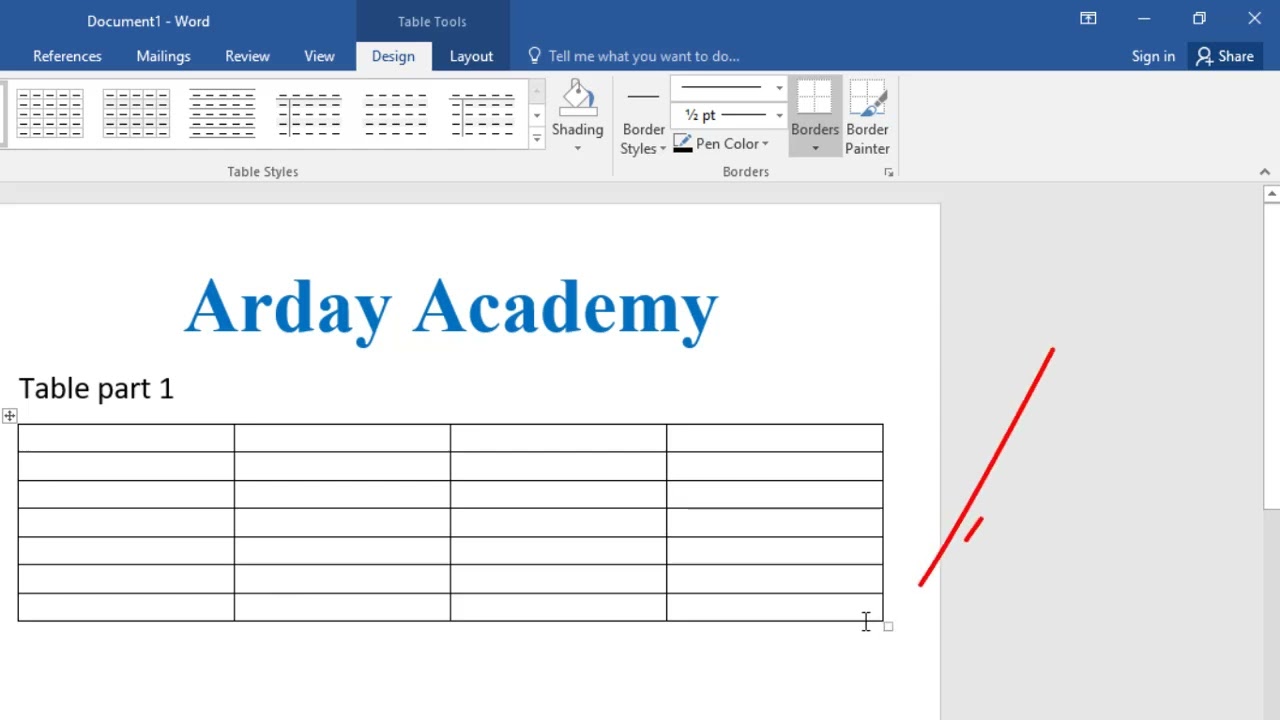 Sidee table loogu samaayo Ms word part one