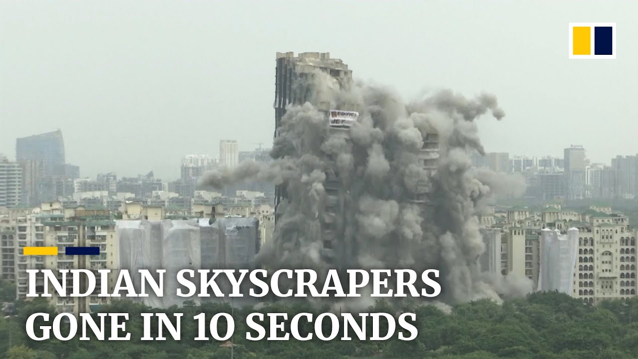 3,700kg of explosives used to demolish illegal skyscrapers in Noida near India’s capital
