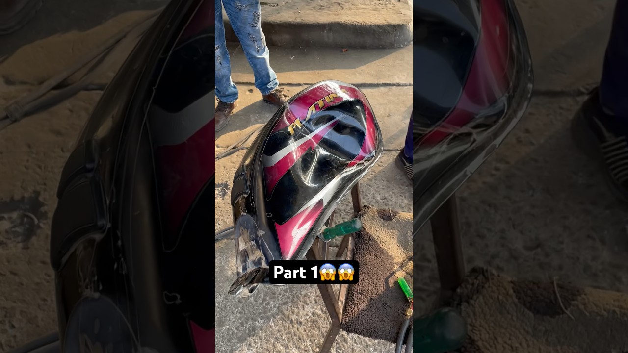 bike fuel tank dent repair 😳😱😱motorcycle accident /tank dent repair #viralvideo