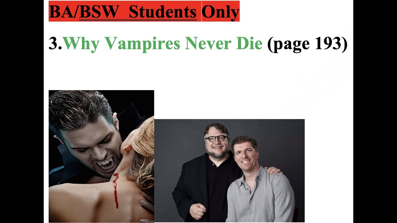 Why Vampires Never Die- BA/BSW First Year English