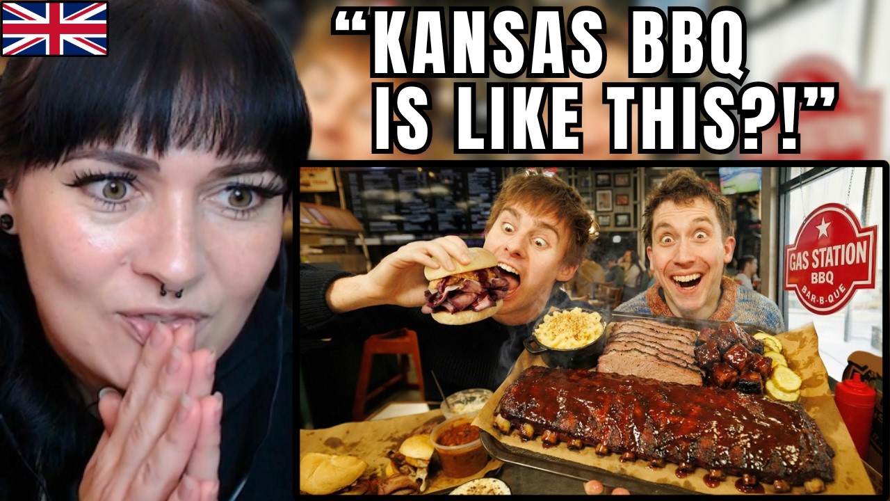 British Girl Reacts to Two Brits try Kansas City BBQ!
