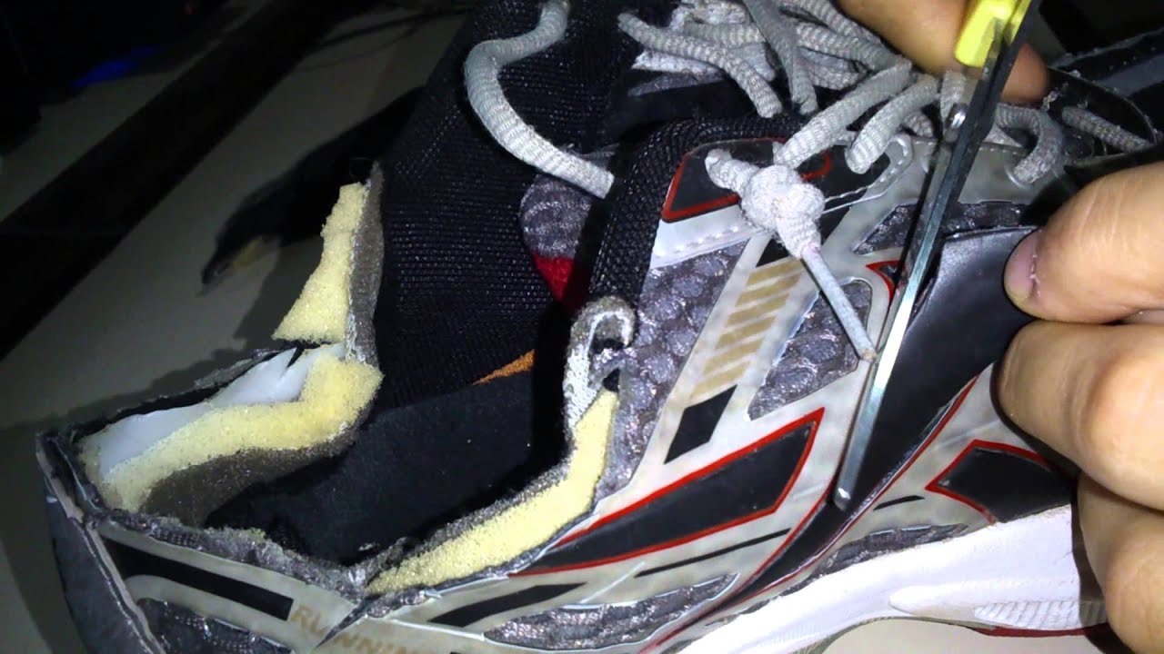 Destroying some old reebok found in the street