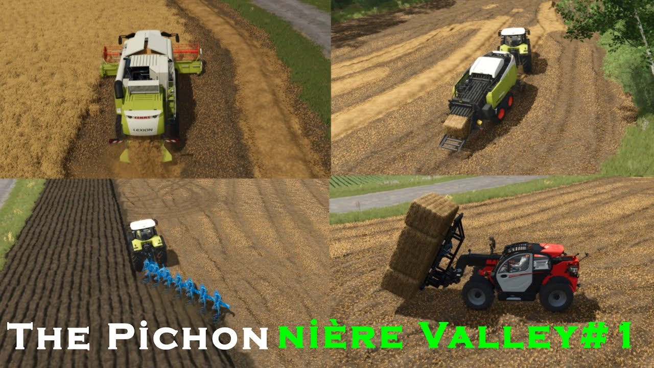 🇫🇷 Harvesting wheat, baling straw & plowing field