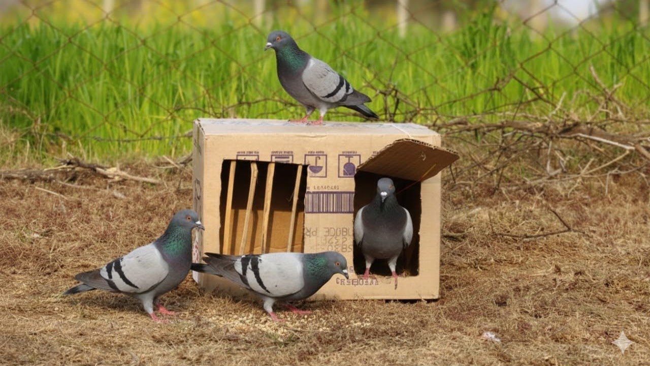Best Quick Bird Trap Using Vital Cardboard Box And Woods - How To Make Bird Trap // पूरी जानकारी ved