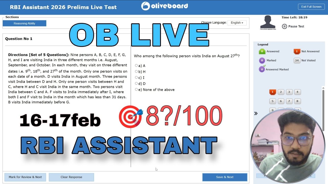 OLIVEBOARD LIVE RBI ASSISTANT MOCK 🎯📕|ENGLISH 🫠🫠 #oliveboard #livemock #rbiassistant #2026exam 