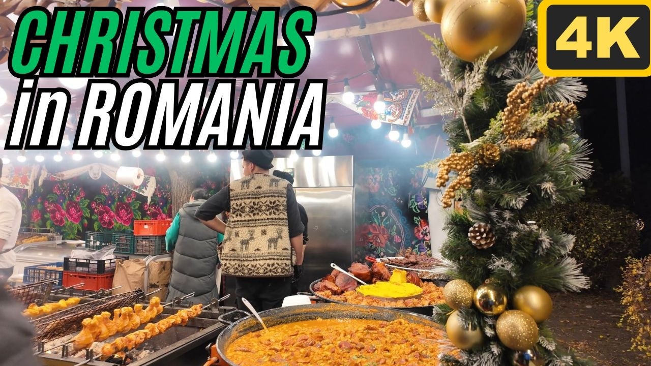 4K 🎄 Christmas in Romania - POV Walking Tour of Craiova Christmas Market