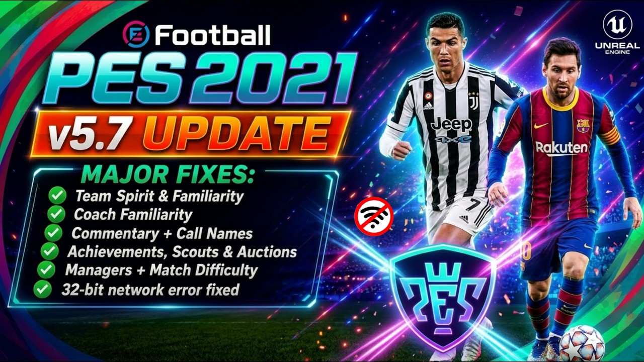 PES 2021 MOBILE: ОФФЛАЙН-ОБНОВЛЕНИЕ V5.7, НОВЫЕ КОММЕНТАРИИ С ИМЕНАМИ И ИСПРАВЛЕНИЕ ОШИБКИ СЕТИ 3...