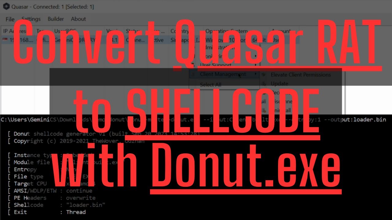 Как преобразовать Quasar RAT в шеллкод с помощью Donut.exe