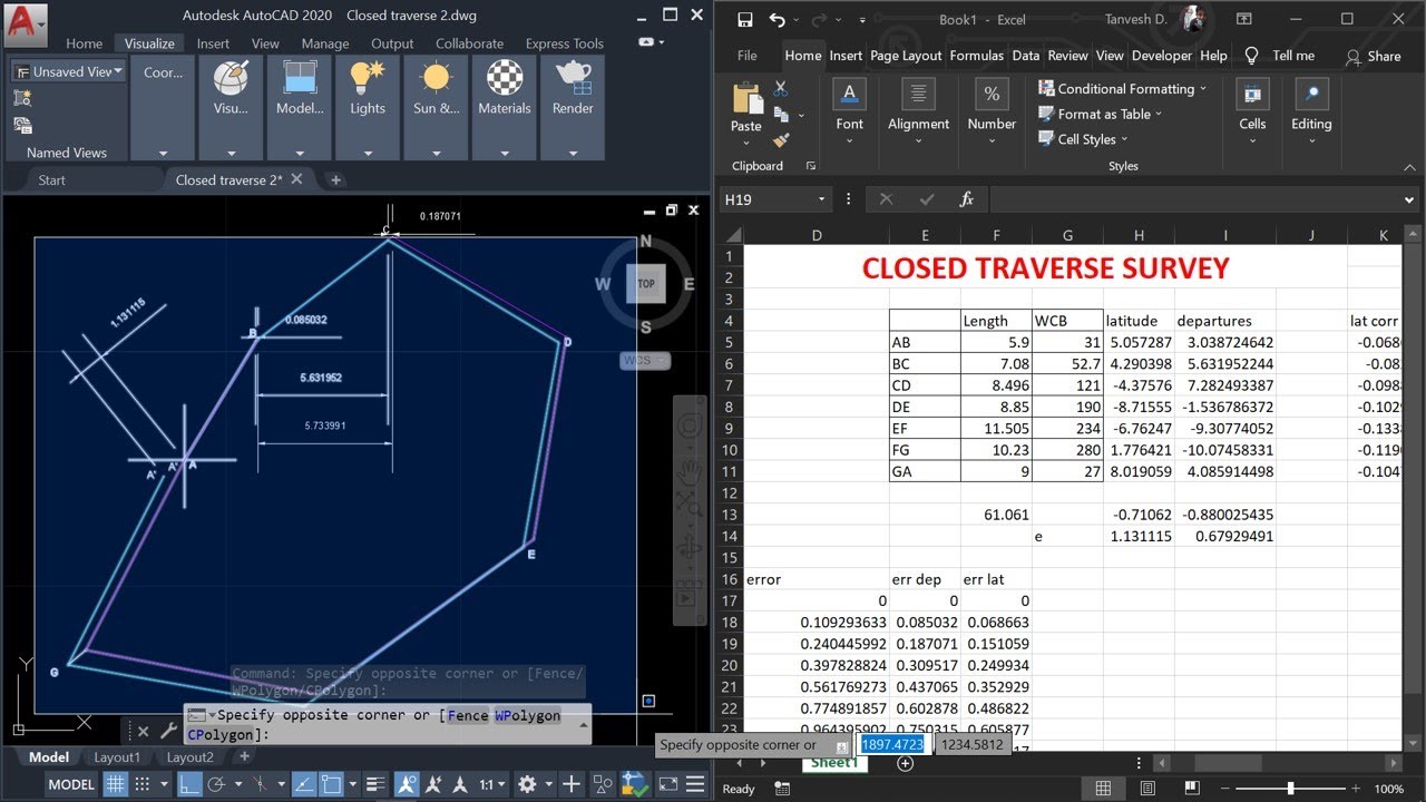 Using AutoCAD and Excel for Closed Traverse Survey