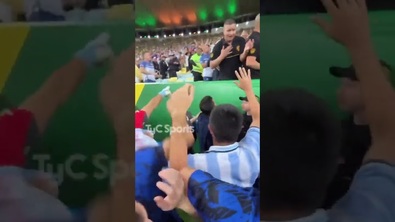 Emi Mart&iacute;nez got involved in a skirmish between Argentina fans & Brazilian police 😳