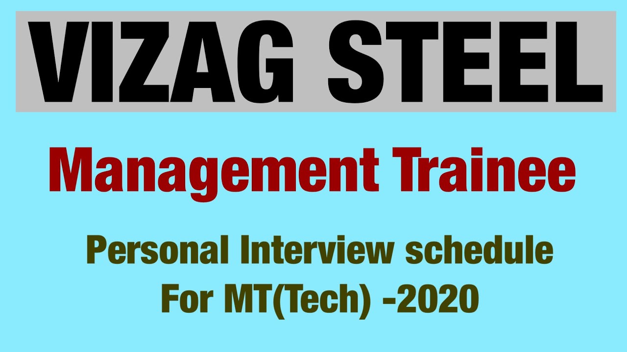 Vizag steel Management Trainee || Interview schedule || RINL MT-2020 |