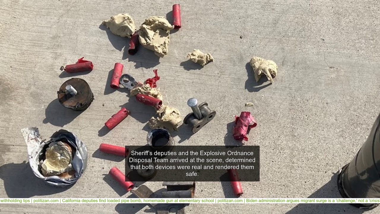 California deputies find loaded pipe bomb, homemade gun at elementary school