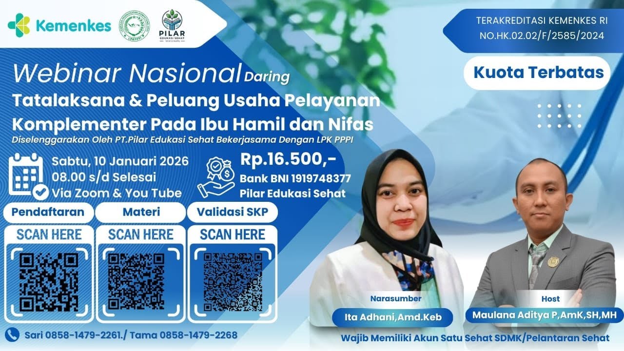 Webinar Nasional Tatalaksana & Peluang Usaha Pelayanan Komplementer Ibu Hamil & Nifas