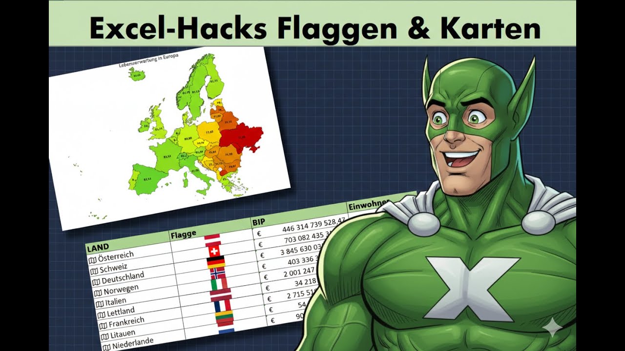Excel-Man erklärt: So fügst du blitzschnell Flaggen & Weltkarten ein! 🌍🚩