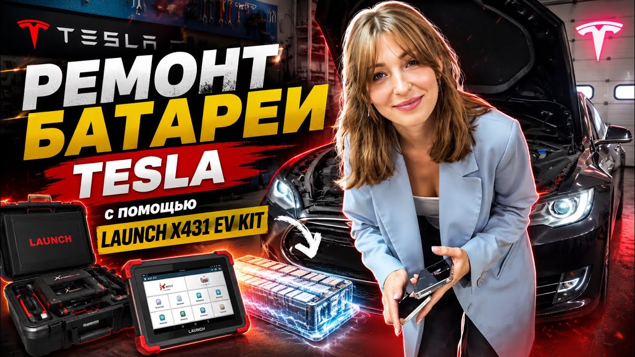 Ремонт батареи Tesla с помощью Launch x431 EV kit