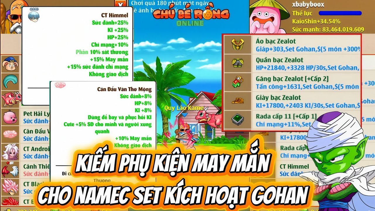 Ngọc Rồng Online - Nạp 1M Kiếm Phụ Kiện May Mắn Cho Namec Set K&iacute;ch Hoạt Gohan