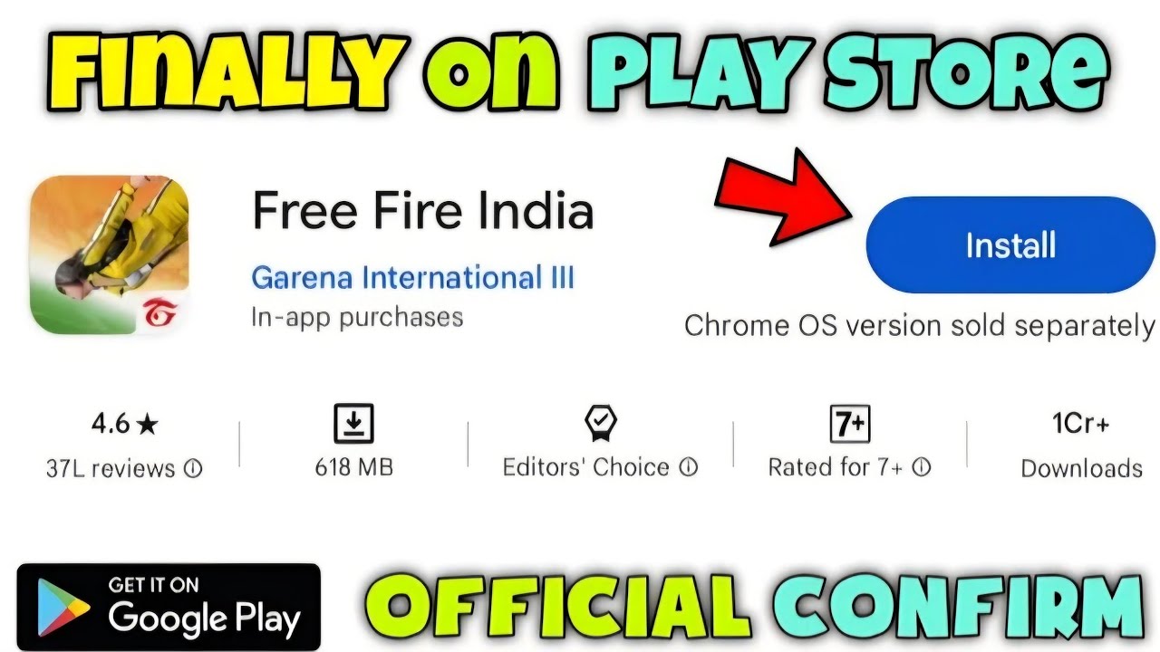 FREE FIRE INDIA 🇮🇳 FINALLY ON PLAY STORE Official Confirm 