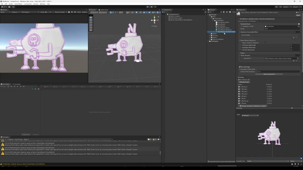 SPINE4.3.18 SLIDER版本 导入UNITY 不作死就不会死 当前版本遇巨大BUG