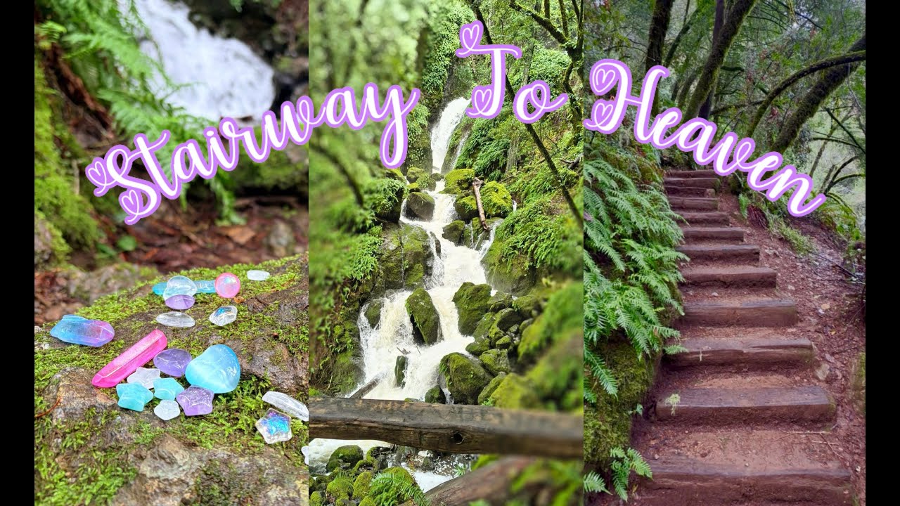 ☁️🦋 Secret Garden Waterfalls [A Redwoods Stairway To Heaven Hike] Nature ASMR | Steep Hike