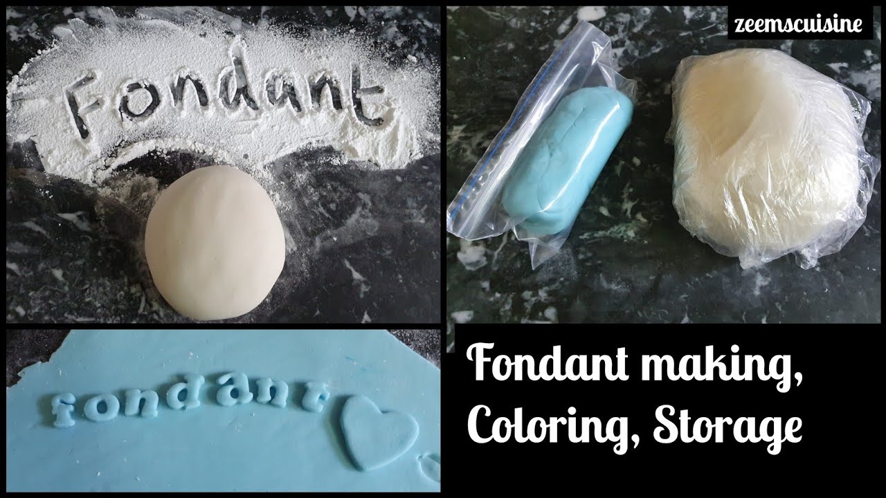 Fondant recipe/how to make fondant without marshmellows/how to color fondant/how to store fondant