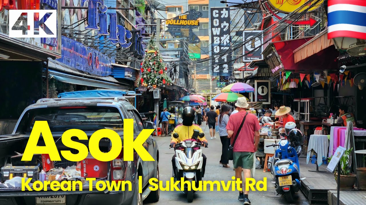 [4K UHD] Walk around Asok Area and Korean Town in Bangkok, Thailand