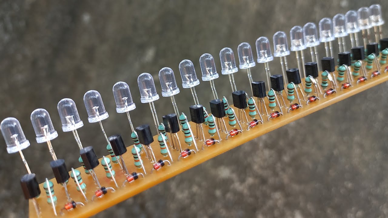 A 20 LED VU Meter Using Transistors / BC547/ Output Level Indicator
