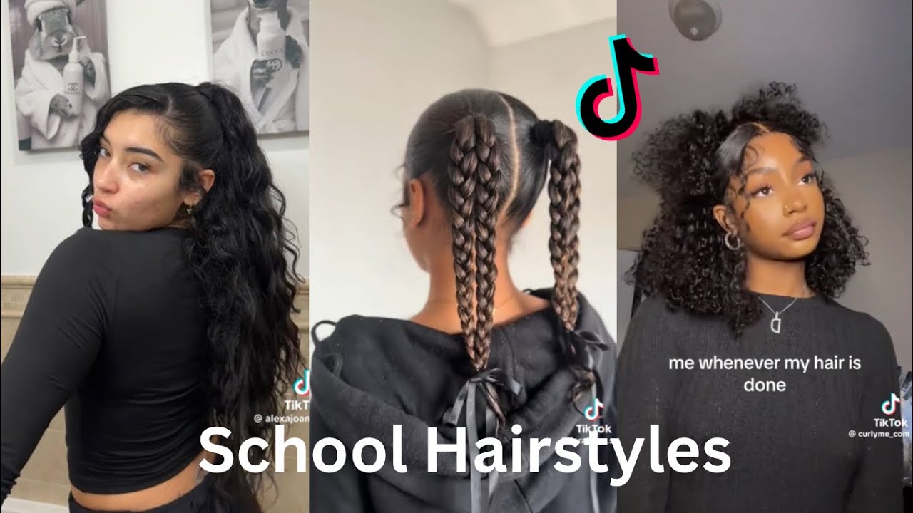 Curly Hair School Hairstyles for Winter🩷| TikTok Compilation 