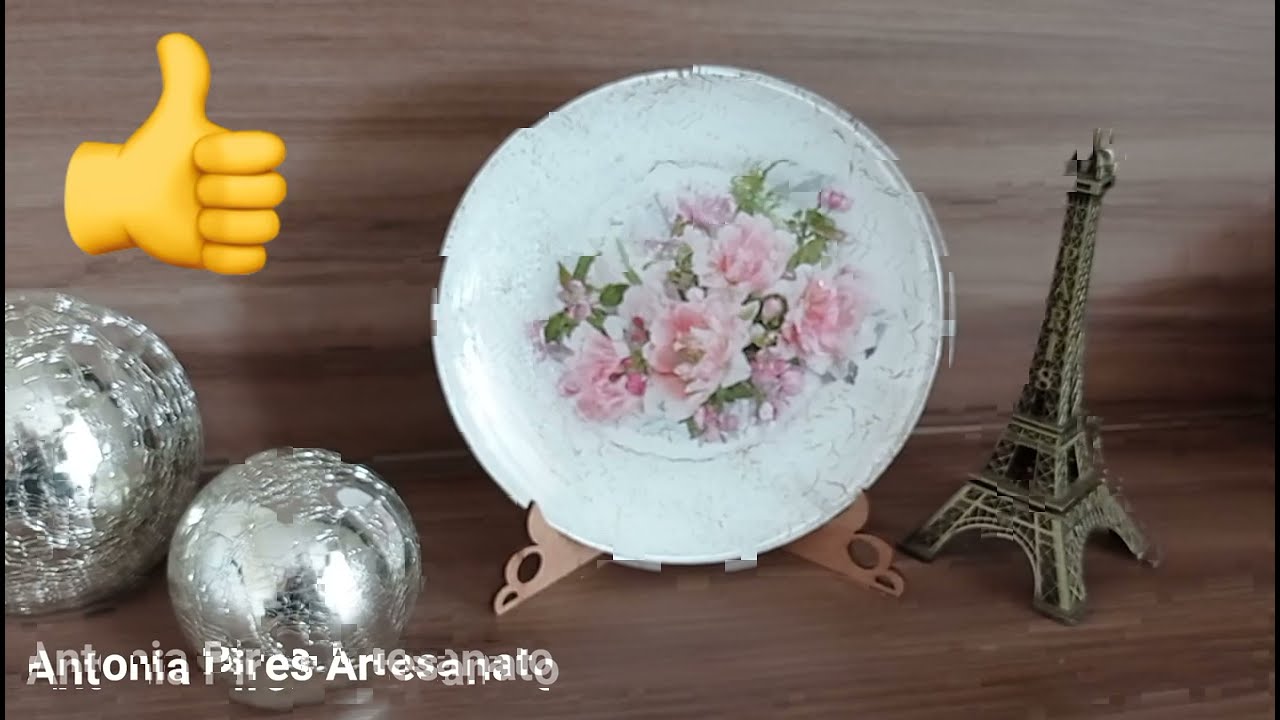 DIY PARECE PORCELANA PINTADA - PRATO DECORADO COM CRAQUELÊ E DECOUPAGEM - FAÇA EM 20 MINUTOS