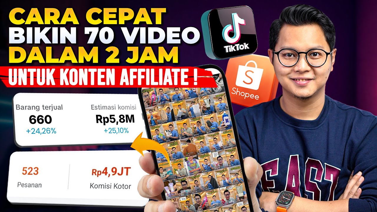 CARA CEPAT BIKIN 70 VIDEO DALAM 2 JAM UNTUK KONTEN AFFILIATE !