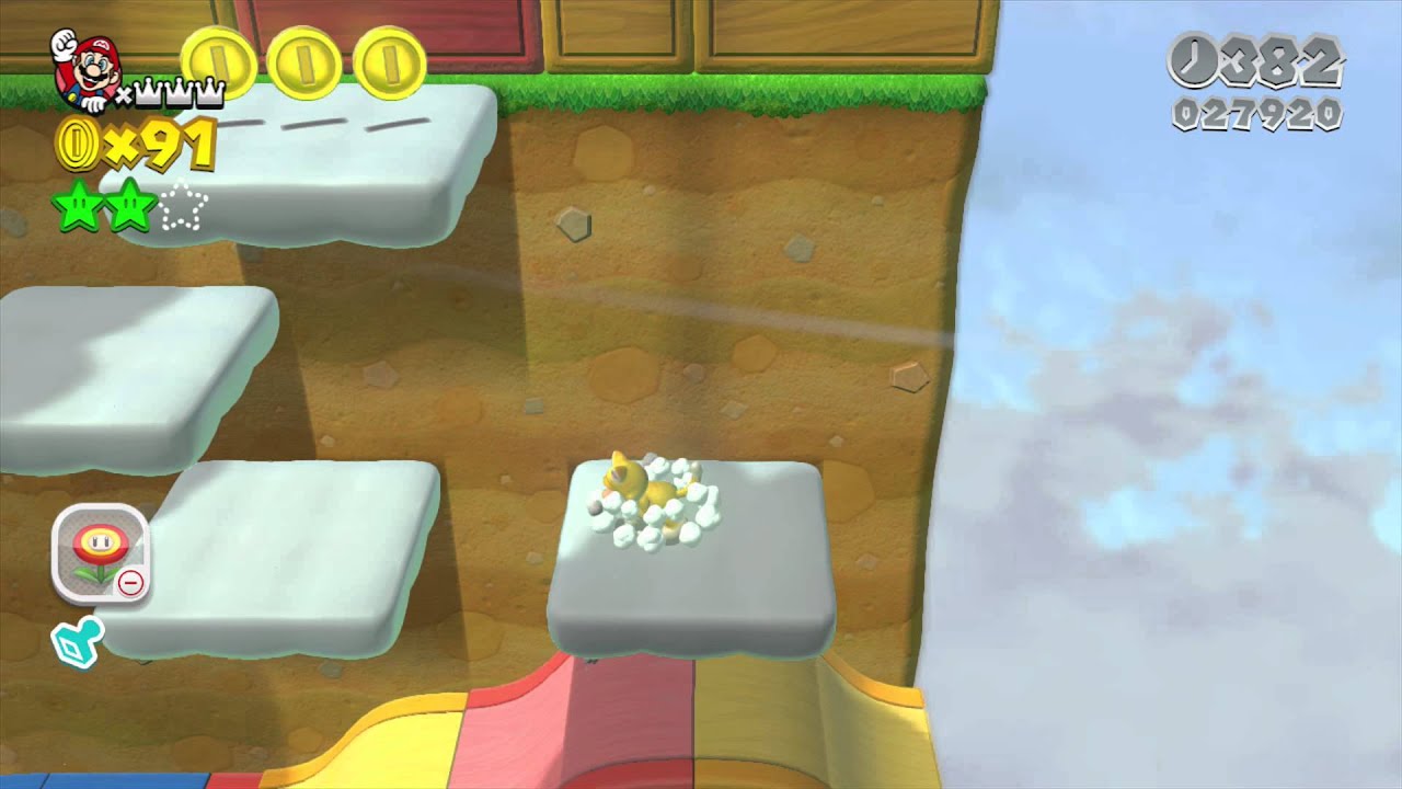 Super Mario 3D World ~ World 1-3 (Green Star & Stamp Guide)