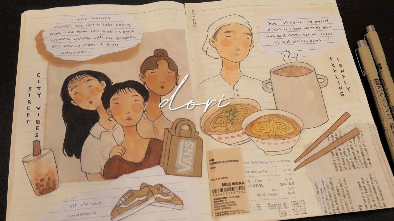 art journal with me ∣ city vibes 。🍜