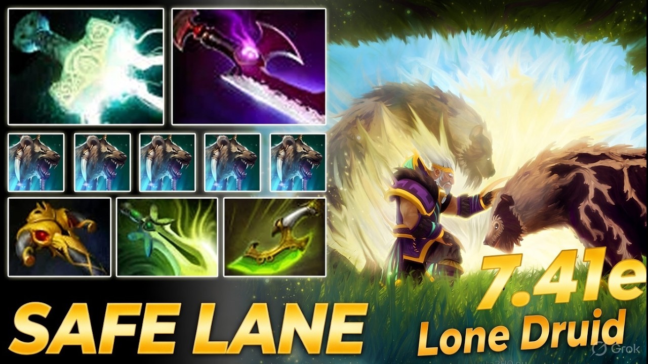 Lone Druid Safe Lane Carry | 7.41e | Satanic | Pos 1 | Dota 2 Gameplay