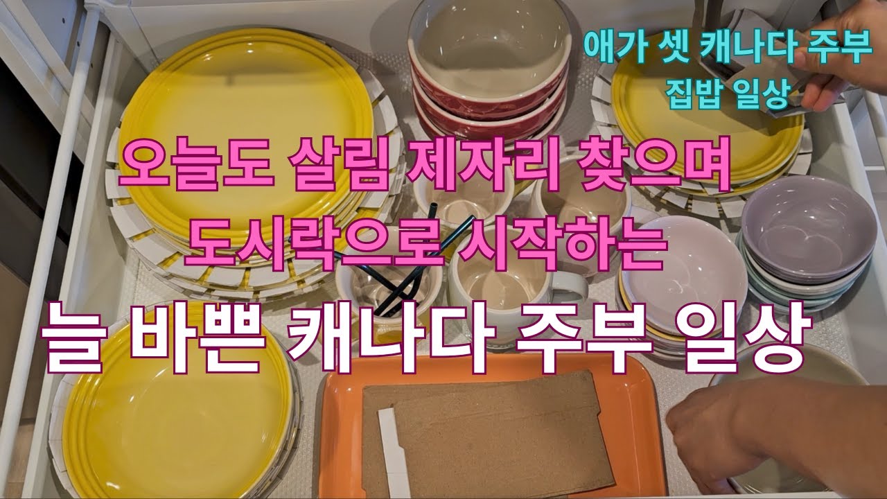 (🇨🇦Vlog)집밥일상ㅣ늘 살림 제자리 찾기로 시작되는, 늘 바쁜 애가 셋 주부 일상ㅣ오늘도 몰아서 볼일 보고ㅣ불금은 저녁패스ㅣ애가 셋 캐나다 주부 집밥 일상