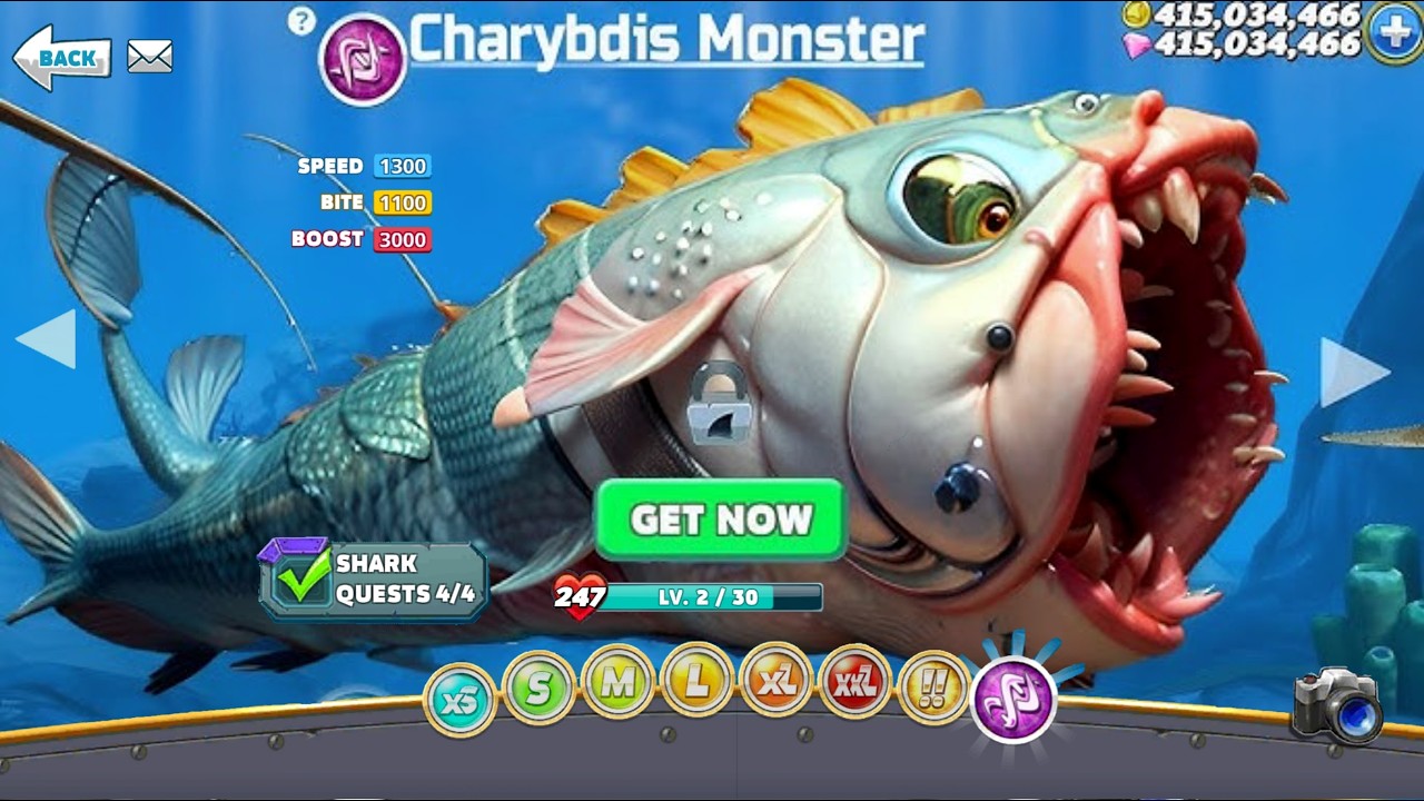 ✅Hungry Shark World - Charybdis Monster Unlocked - All 45 Sharks Hack Gems and Coins Mod