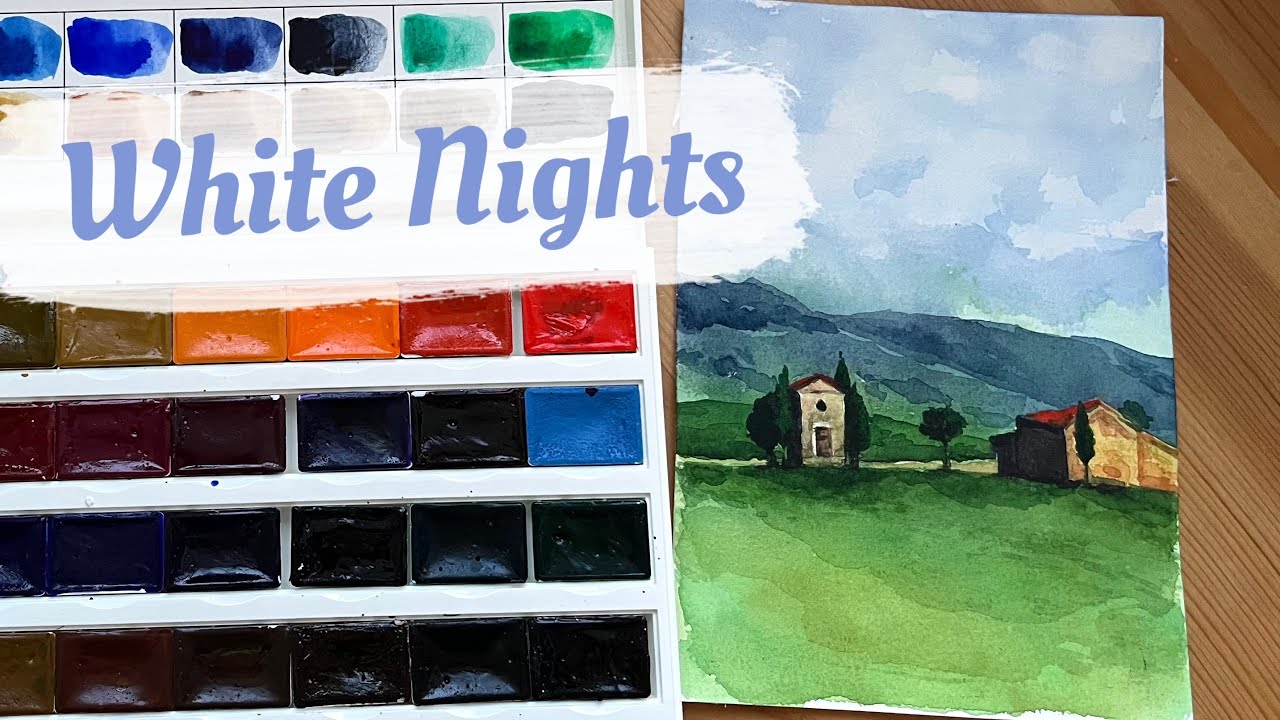 White Nights Artists' Watercolour 36 Colours Set Unboxing/Swatching/Painting