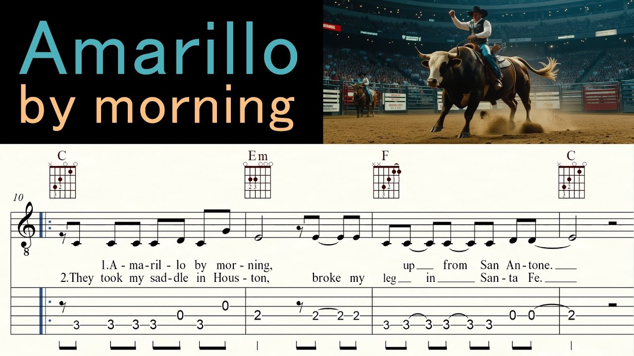 AMARILLO BY MORNING | GEORG STRAIT | Complete Version | Acoustic Guitar Tutorial | Sheet Music & TAB