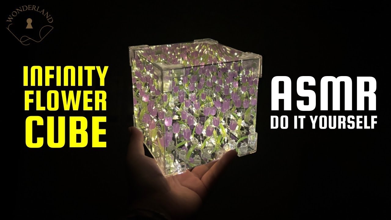 ASMR DIY Infinity Flower Cube | Tulip Mirror LED Tesseract Night Lamp | Cara Pasang Bunga Lampu Box