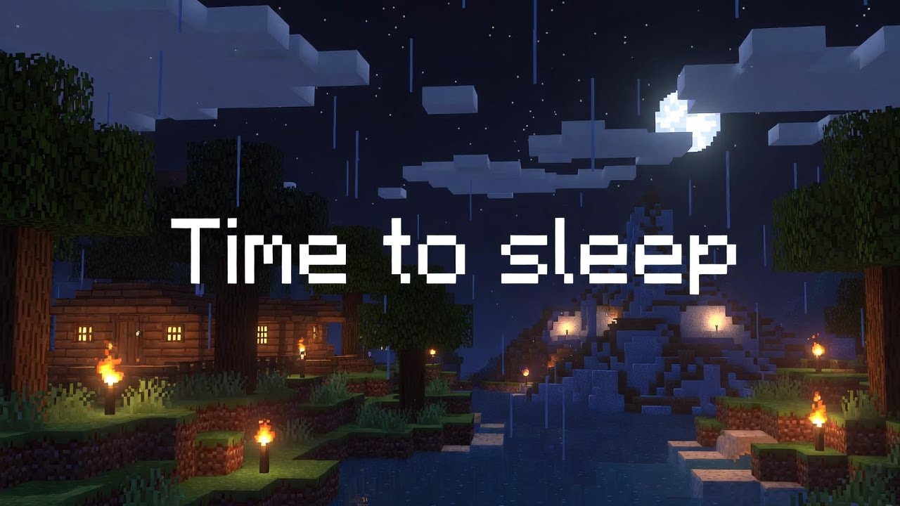 Fall Asleep Instantly | 8 Hours Minecraft Rain, Music & Fire Crackle