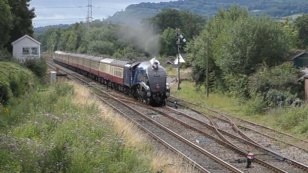 60007 Sir Nigel Gresley blitzes and chimes through Abergavenny - Welsh Marches Express - 27/07/2023