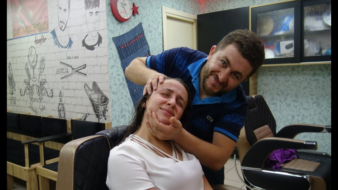 ASMR TURKISH BARBER=FEMALE MASSAGE=NECK CRACK=head,ear,face,arm,foot,sleep,back massage=bayan masajı