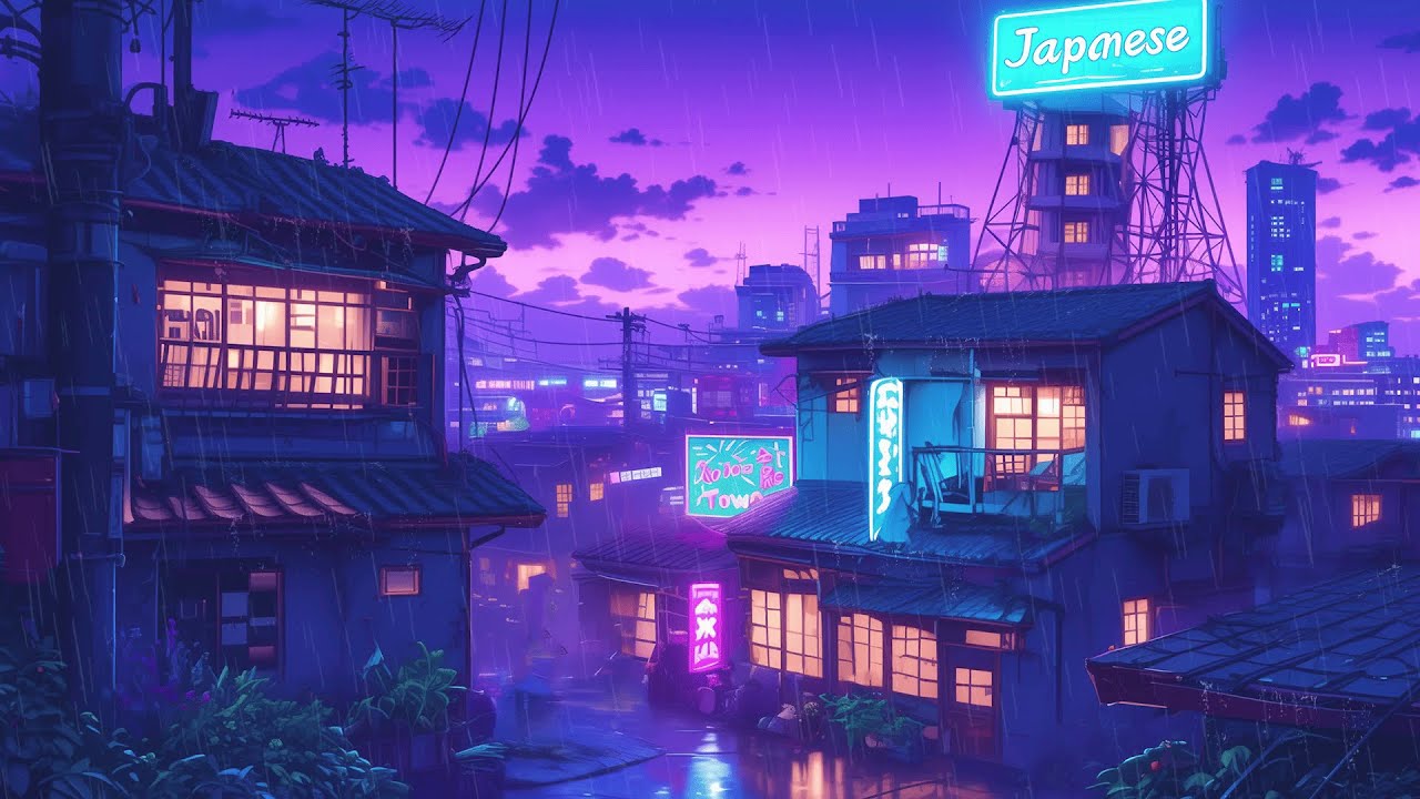 🎧 Lofi Hip Hop Background Music for Study, Sleep & Relax | 🌧️ Rainy Night Stream | The Japanese Town