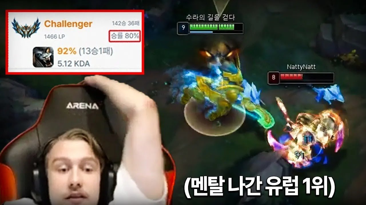 한국 1위에게 벽 느끼고 손 들어버린 유럽 1위 (vs Nattynatt 렝가)