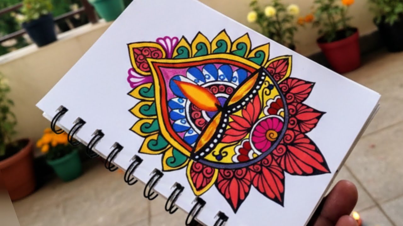 How to Draw the PERFECT Geometric  Mandala for Beginners ✍🏻📐(Step-by-Step Tutorial)💡🤯 Diya Drawing 🪔