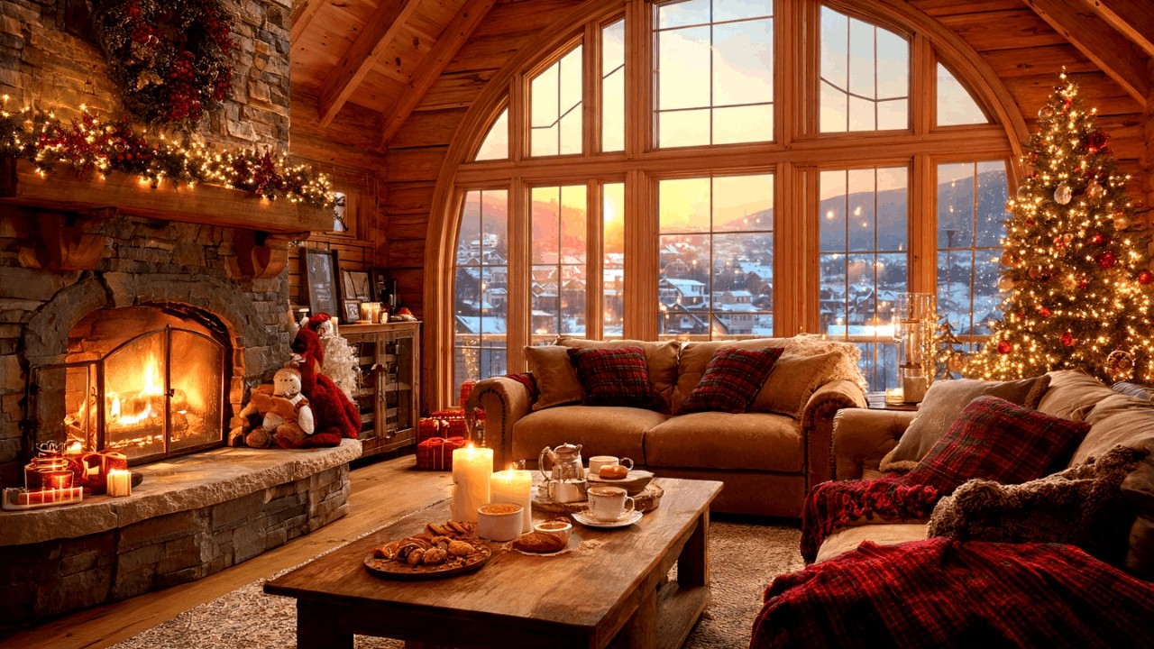 Christmas Jazz Fireplace Ambience for Study Work or Sleep | Relaxing Background