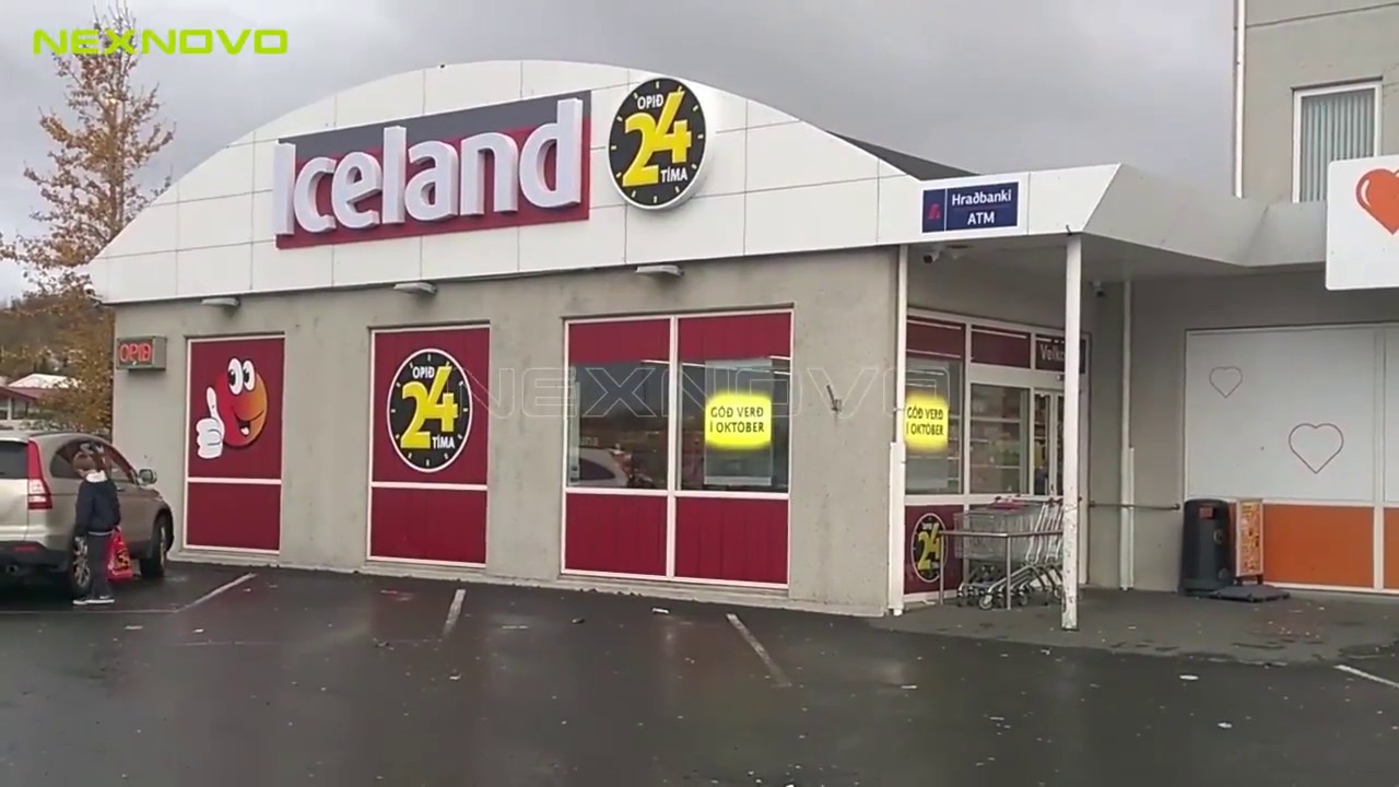 NEXNOVO transparent LED poster for ICELAND chain store