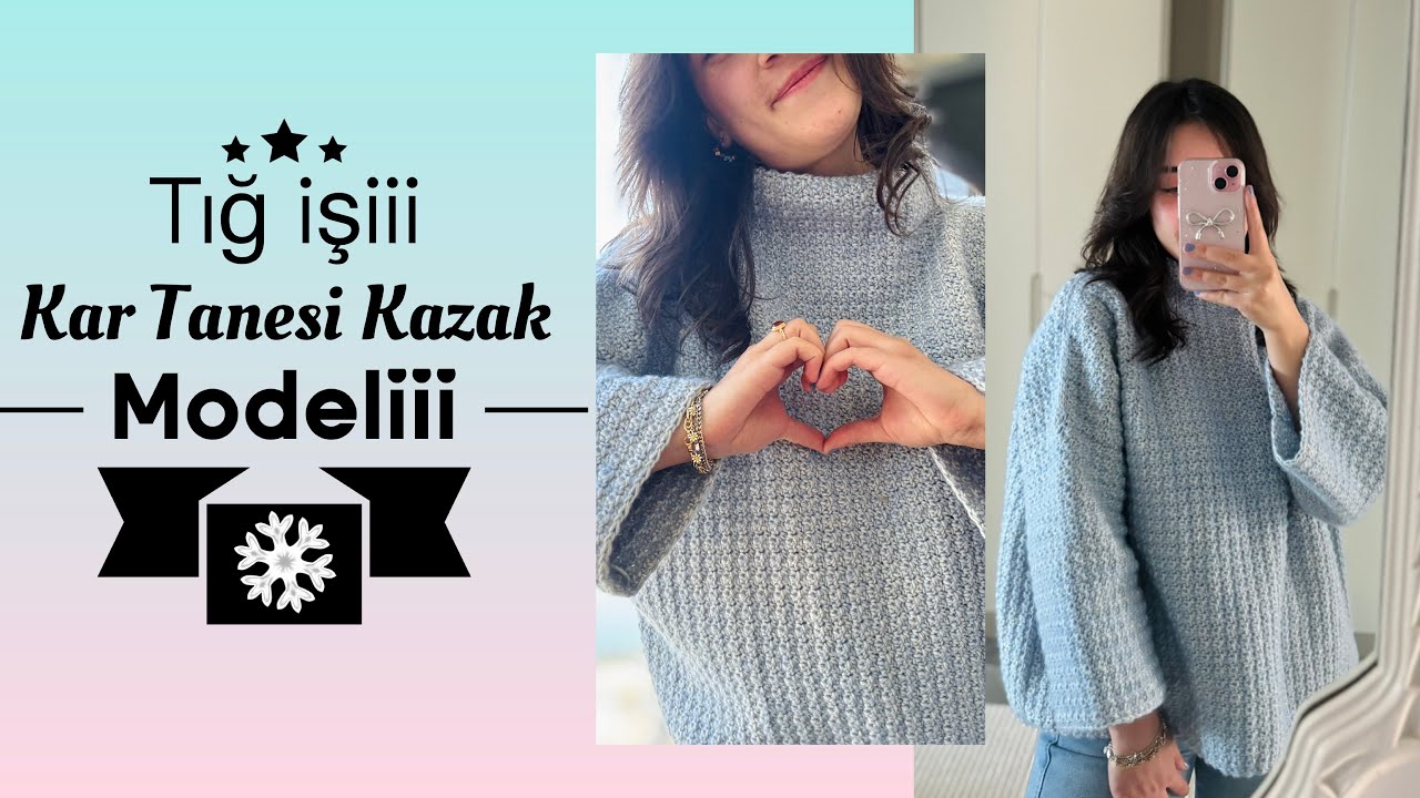 Tığ işi ile; FARKLILIK İstiyorsanız Bu Kazak Size Göre 🌟 hemde örmesi çook kolay 😇 #crochetsweater 
