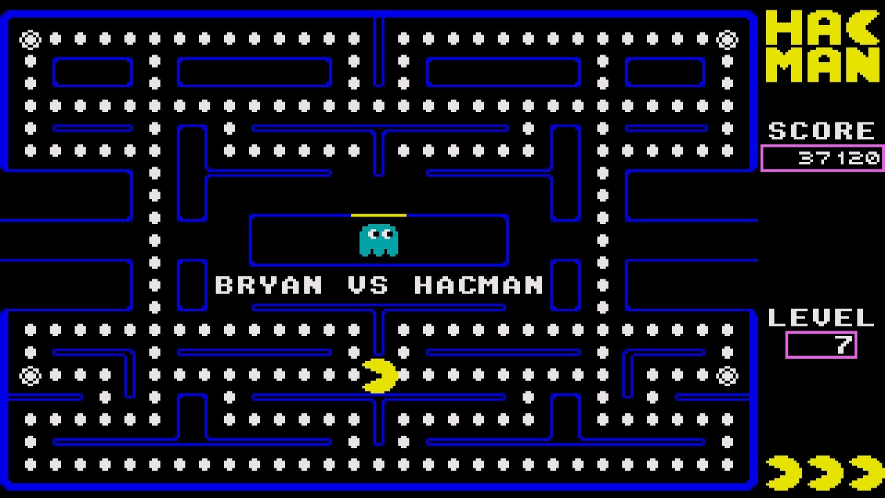 ATARI ST BRYAN VS HACMAN LEVEL 7 HACMAN I HAC MAN 1 PACMAN PAC MAN HACK CLONE David Bagget ELEMENTS